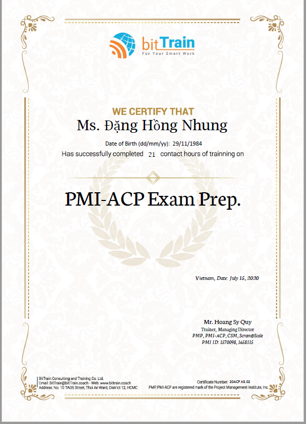 Học và luyện thi chứng chỉ quốc tế PMI-ACP
