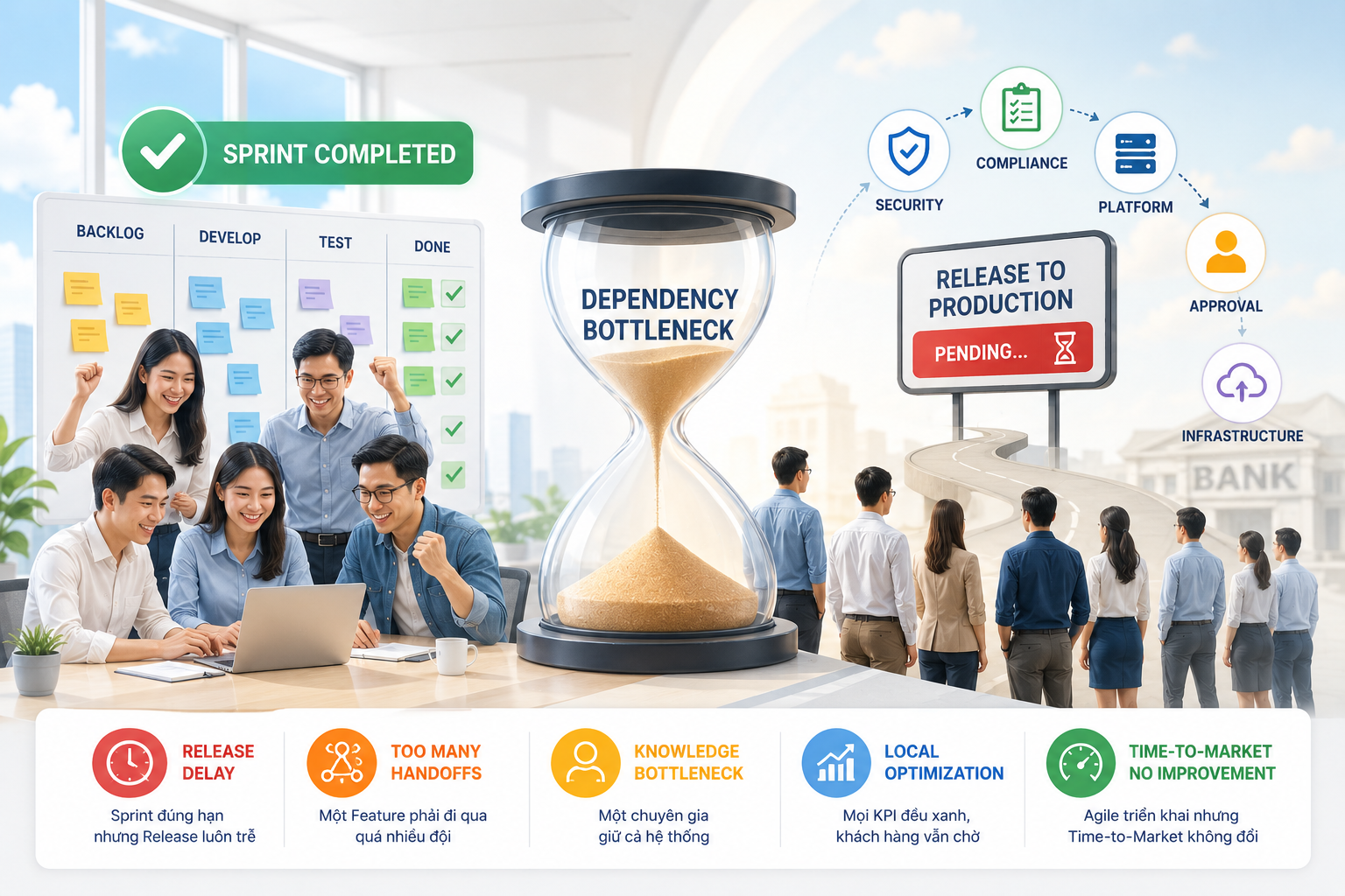 5 dấu hiệu cho thấy ngân hàng đang gặp điểm nghẽn Dependency khi triển khai Agile
